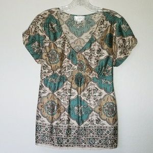 Ann Taylor LOFT Empire Waist Tie Back Cotton Top